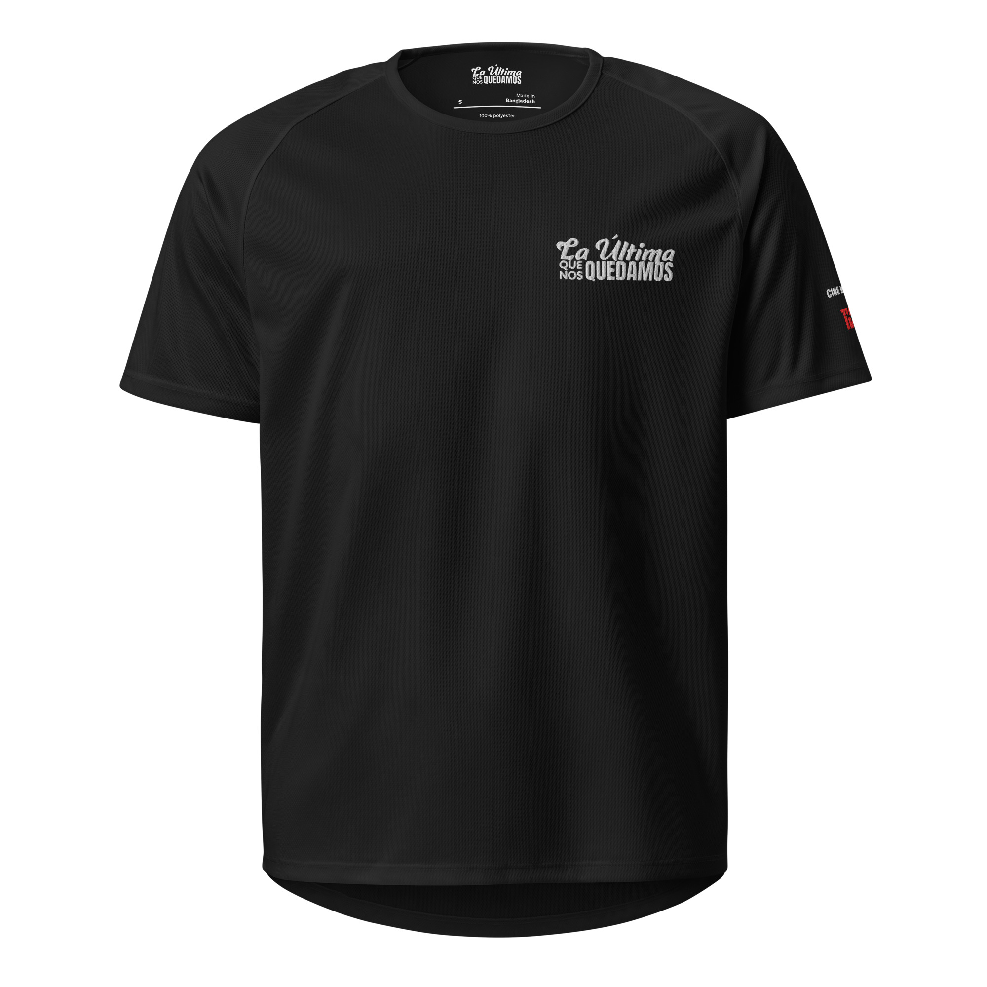 Camiseta equipo deportiva bordada unisex negra